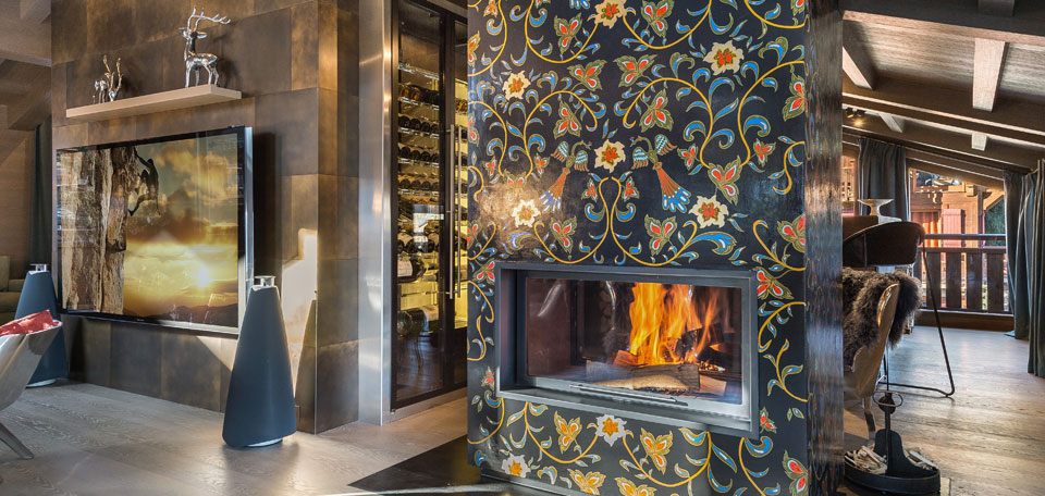 La Datcha Courchevel 1850 Luxury Ski Fireplace Detail img