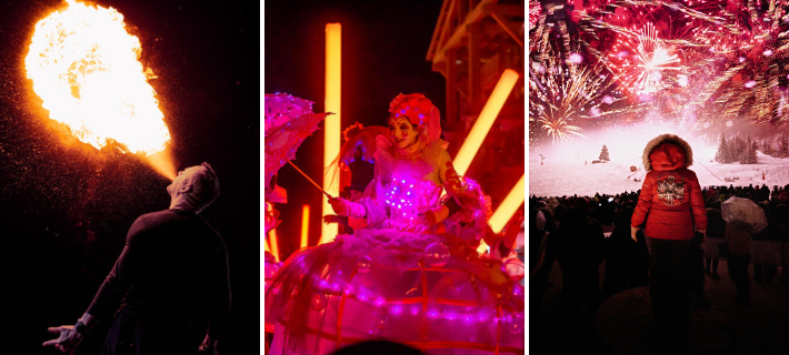 Evening entertainment in resort fire breathing, cabaret, fireworks