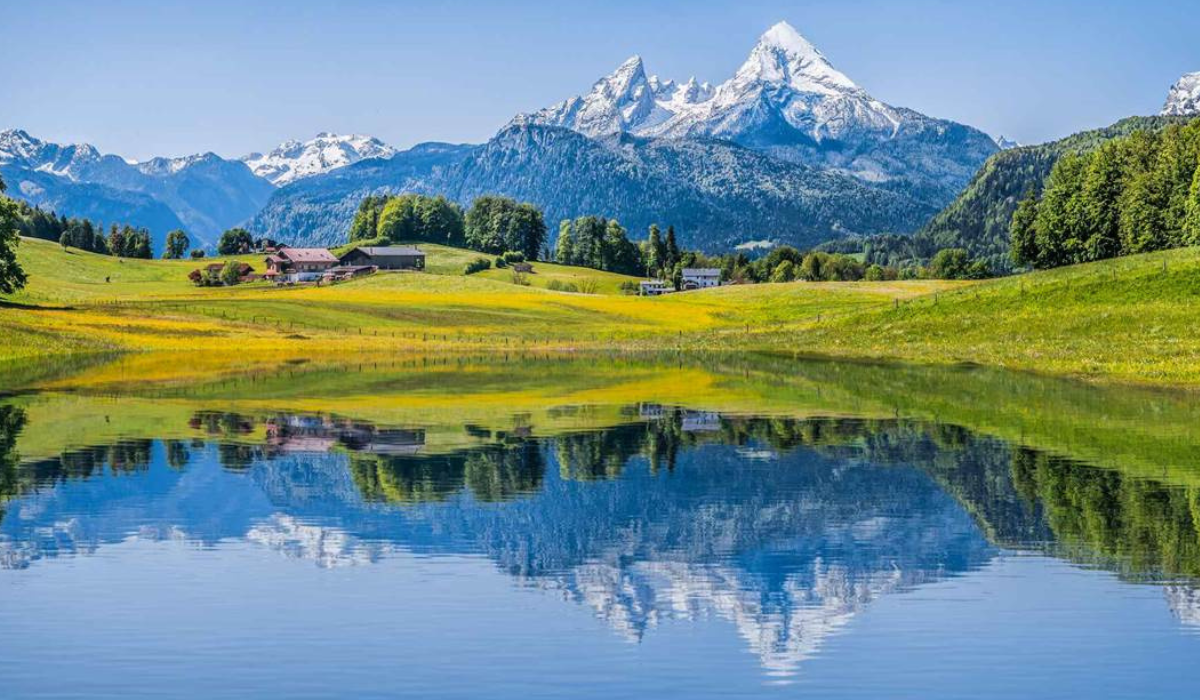 Lake with reflection of the mountains