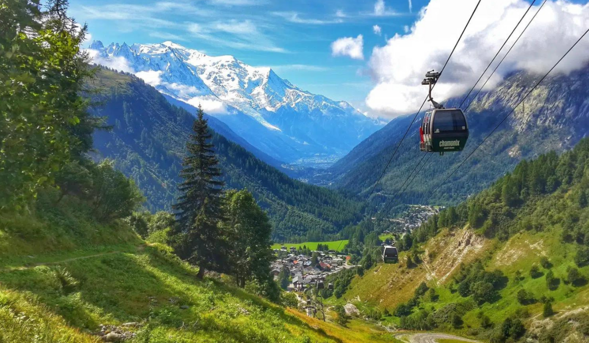 Chamonix Valley with cable car